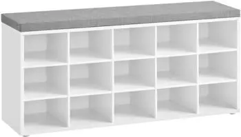 Vasagle Schuhbank 15 Fächer mit Sitzkissen, 105cm (LHS15WT)