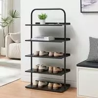 [en.casa] Schuhregal, Schwarz, Metall, 60x119x32 cm, Garderobe,...
