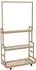 MCW Standgarderobe Q33 Bambus, Stange 3 Ablagen Rollen, 175x93x38cm (MCW-Q33)
