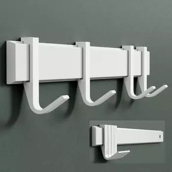 Mai & Mai Garderobenleiste mit verschiebbaren Haken, Aluminium, matt wei&szlig;, 40cm (Stalo-12)