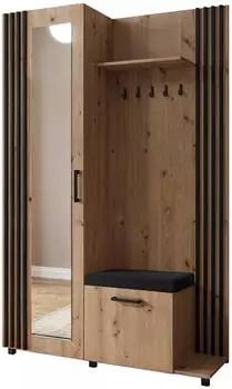 Masseno Armadio Garderobe-Set mit Spiegel, Eiche Artisan, 137x207x42cm (800001380146)