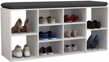 VCM Hinsol S Schuhbank 10 F&auml;cher, wei&szlig;