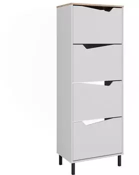 VICCO Schuhkipper Marelle 4 F&auml;cher, wei&szlig;/Eiche Artisan, 60x167,4x38cm (57865)