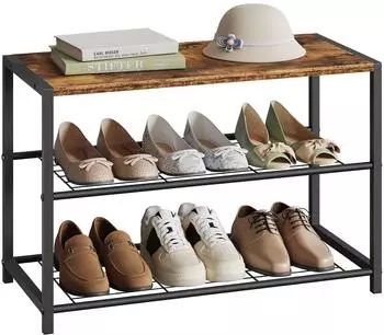 Woltu Schuhbank 2 Ebenen 6 Paar MDF und Metall (SR0051dc)