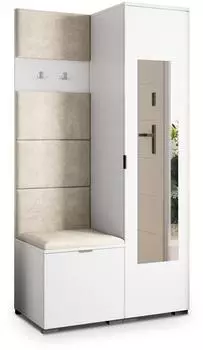 Masseno Vira Garderobenschrank mit Spiegel, wei&szlig;, 95x181x51cm (800001380070)