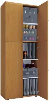 VCM Lona XXL Schuhschrank 4 T&uuml;ren, buche/wei&szlig;, 70x182x39cm