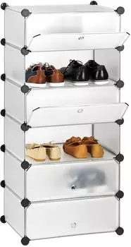 Relaxdays Stan Schuhschrank transparent, Kunststoff, 6 F&auml;cher, 107x49x37cm (10021962_50)