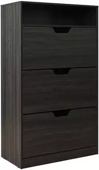 Relaxdays Schuhschrank mit Klappen, 3 F&auml;cher, 80x140x24cm