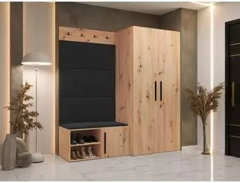 Mirjan24 Medi I Garderoben-Set mit Schuhschrank, Haken und Polsterpaneel, 80x191x50cm