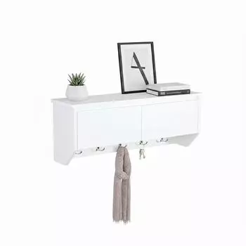 Relaxdays Wandgarderobe mit Regal 5 Haken, wei&szlig;