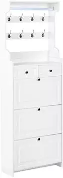 Beliani Dalhousie Schuhschrank wei&szlig;, 2 Schubladen, 3 Schuhkipper (729983)