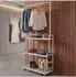 MCW Standgarderobe Q33 Bambus, Stange, 3 Ablagen, Rollen, 175x93x38cm, weiß (MCW-Q33)