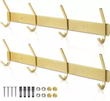 LuxusKollektion Hakenleiste 4 Haken, Edelstahl, gold, 43cm, 2 St&uuml;ck
