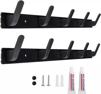 LuxusKollektion Hakenleiste 10 Haken, Aluminium, schwarz