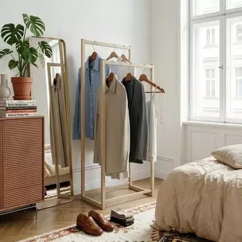 en.casa Holtalen Garderobenst&auml;nder 2 Kleiderstangen, Metall, kamelfarben (90647081)
