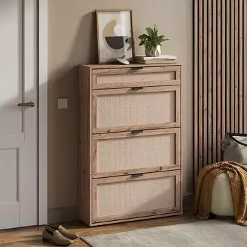 VICCO Elven Schuhkipper Eiche, 3 Kippf&auml;cher & 1 Schublade, 80x122cm (59357)