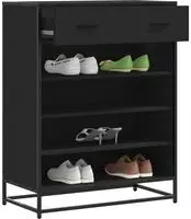 vidaXL Schuhschrank Schwarz 75x38x97,5 cm Holzwerkstoff Metall