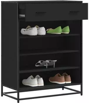 vidaXL Schuhschrank schwarz 75x38x97,5cm Holzwerkstoff und Metall (3300875)