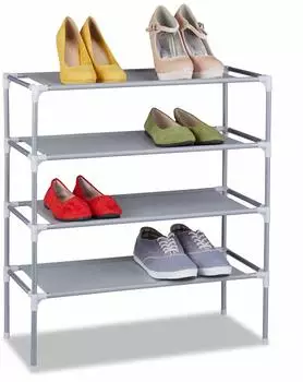 Relaxdays Mila Schuhschrank Stoff, 4 Ebenen, grau (10031571_111)