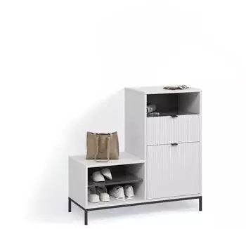 Livinity Aterno Schuhschrank wei&szlig;, Holzwerkstoff, 3 F&auml;cher, 100x98,5x40cm (800001721613)