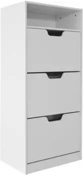 Relaxdays Schuhschrank mit 3 Klappen, wei&szlig;, 60x140x24cm (10052616_8402)