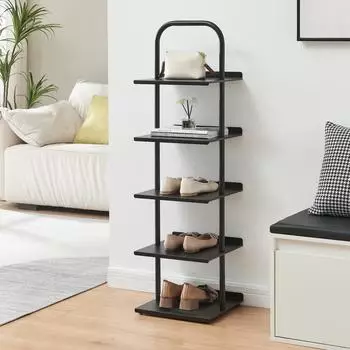 en.casa Poytya Schuhregal 5 Ebenen Stahl 119x34x32cm schwarz