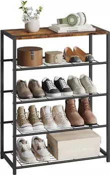 Woltu Schuhbank mit 4 Ebenen, MDF und Metall, ca. 12 Paar (SR0088dc)