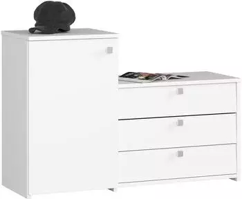 Akord Furniture Factory S16 Schuhschrank mit Garderobenkommode, 4 T&uuml;ren, wei&szlig;, 98,4x33x68cm (S16)