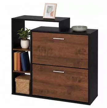 Relaxdays Schuhschrank 2 Klappen, 12 Paar, 90x80x23,5cm