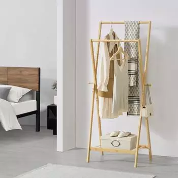 en.casa Keitele Garderobenst&auml;nder Bambus, 60x150x42cm