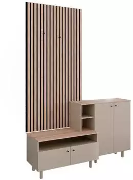 VICCO Elano Garderobenset 2-teilig, greige/eiche, 140x80cm (61397)