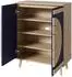 OKWISH Schuhschrank mit geometrischen Türen, Spanplatte, blau/natur, 76x98,5x37cm