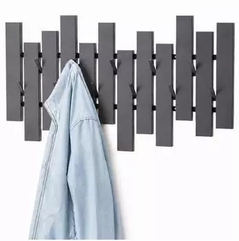 DanDiBo Wandgarderobe mit Haken, schwarz, Metall (96713)