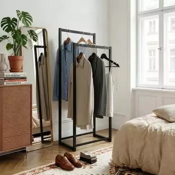 en.casa Holtalen Garderobenst&auml;nder 2 Kleiderstangen, Metall, schwarz (90723167)