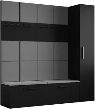 Masseno MODULO Garderobenschrank schwarz, 7 F&auml;cher, 201,2x204x40cm (800001380488)