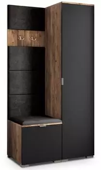Masseno LORI Garderobenschrank 95x181x51cm, Eiche Lefkas, 3 F&auml;cher (800001380147)