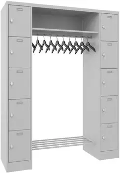 STIER Offene Garderobe Premium 10 Schlie&szlig;f&auml;cher, Drehriegel, lichtgrau RAL 7035 (906494)