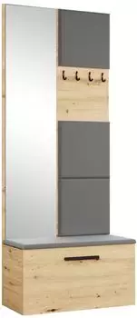 Masseno MODULO Garderobe-Set mit Spiegel, Eiche Artisan, 80,6x204x40cm (800001380450)