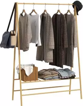 HomCom Garderobenst&auml;nder Bambus mit Ablagen und Haken, 116x43,5x160cm