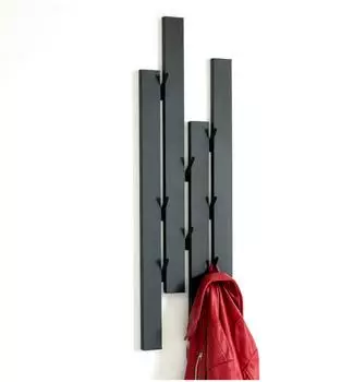 DanDiBo Wandgarderobe Metall schwarz 8 Haken schmal (96642)