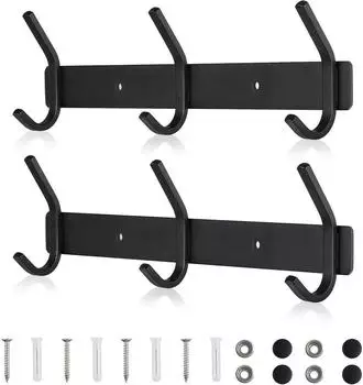 LuxusKollektion Hakenleiste Edelstahl schwarz matt, 3 Haken, 30cm, 2 St&uuml;ck