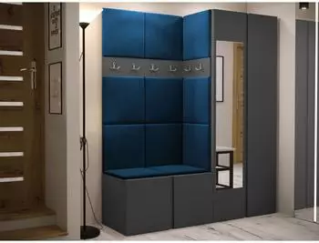 Mirjan24 Orion XII Garderoben-Set graphit/blau, 158x186x46cm (800001366987)