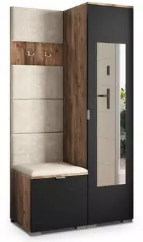 Masseno Vira Garderobenschrank mit Spiegel, Eichefarben, 95x181x51cm (800001380127)