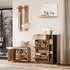 OKWISH Garderoben-Set mit Schuhbank, Spiegel und 2 Haken, natur/schwarz, 140×35×139cm