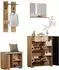 OKWISH Garderoben-Set mit Schuhbank, Spiegel und 2 Haken, natur/schwarz, 140×35×139cm