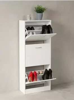 KADIMA DESIGN Schuhschrank 3 F&auml;cher, wei&szlig;, Holz, 50x24x125cm