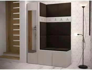 Mirjan24 Orion X Garderoben-Set mit Sitzbank, Spiegel, 11x Wandpanel 42x42 (800001367426)