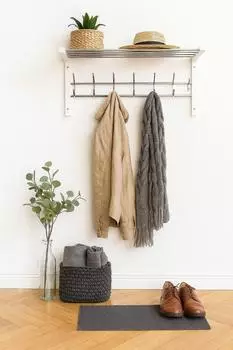 Moebel Direkt Online Wandgarderobe Emma, Metall, 7 Doppelhaken, schwarz/wei&szlig;