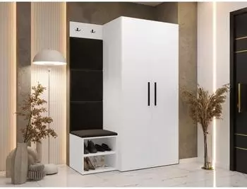 Mirjan24 Garderoben-Set Medi IV wei&szlig;/braun, 80x191x50cm (800001207566)