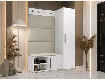 Mirjan24 Medi II Garderoben-Set mit Schuhschrank, wei&szlig;/beige (800001207849)